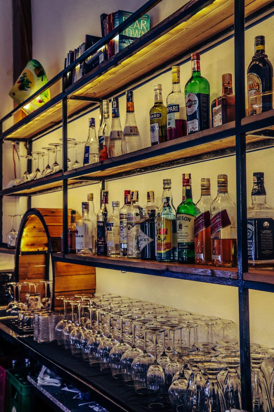 Wine and spirits bar at Maison Lucien French bistro, Hội An Vietnam